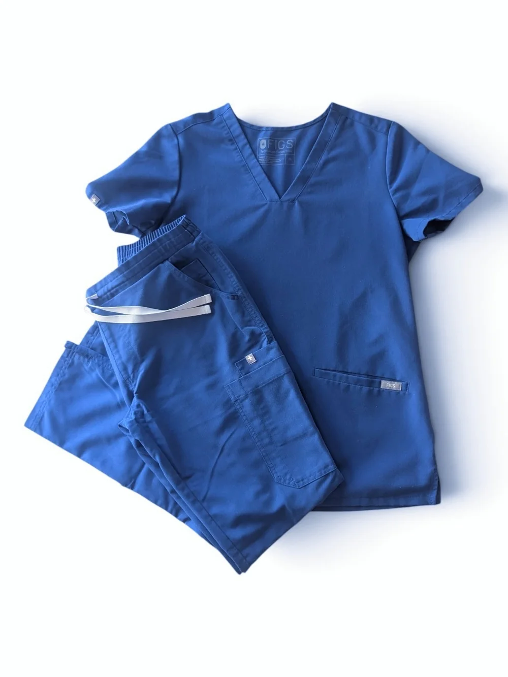 FIGS Technical Collection Royal Blue Scrub Set (XS Top / XS Pants)
